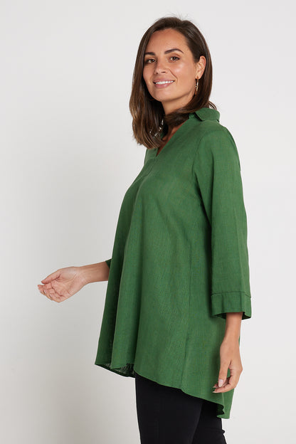 Marcella Linen Shirt - Green