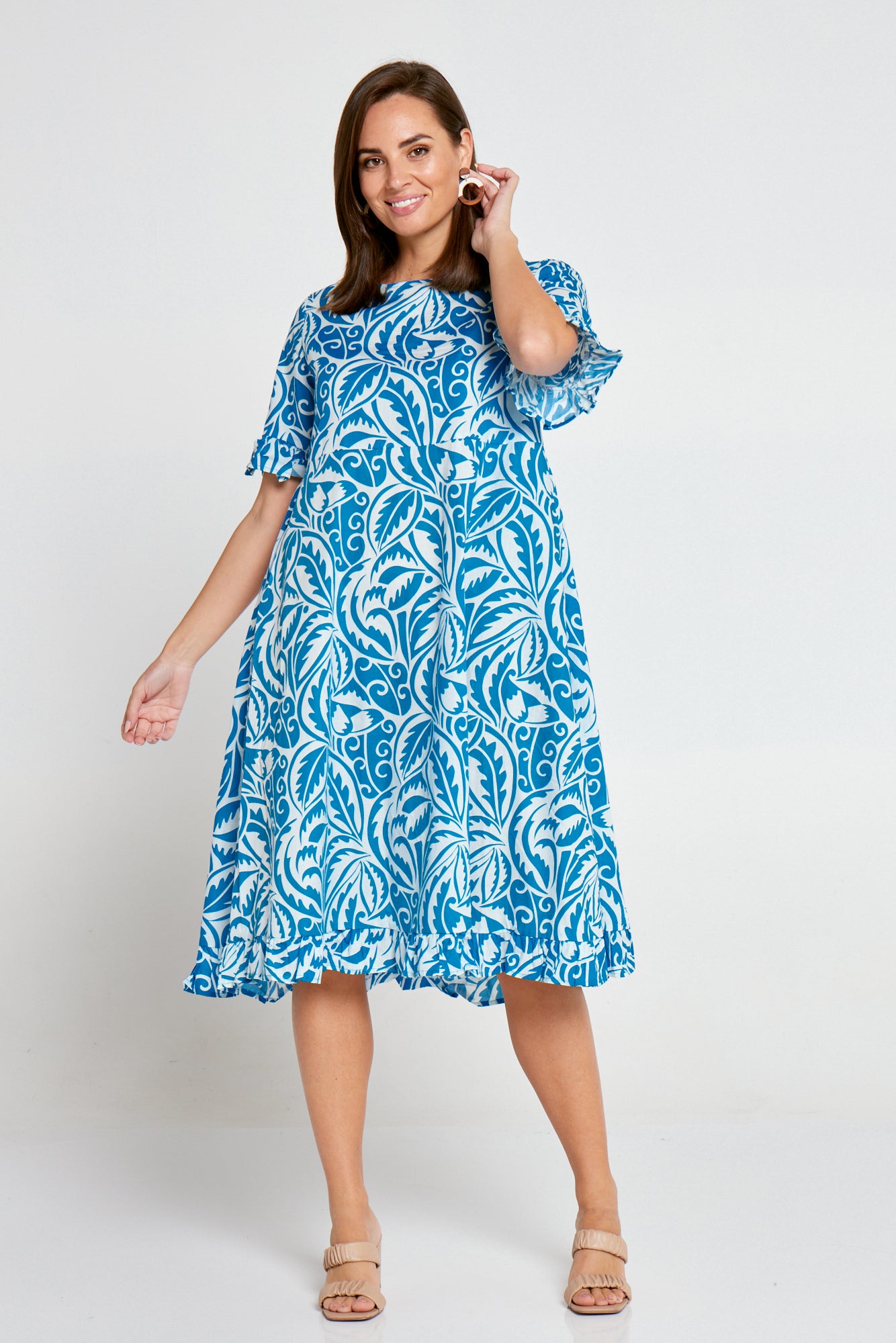 Nasira Cotton Dress - Tahiti Blue