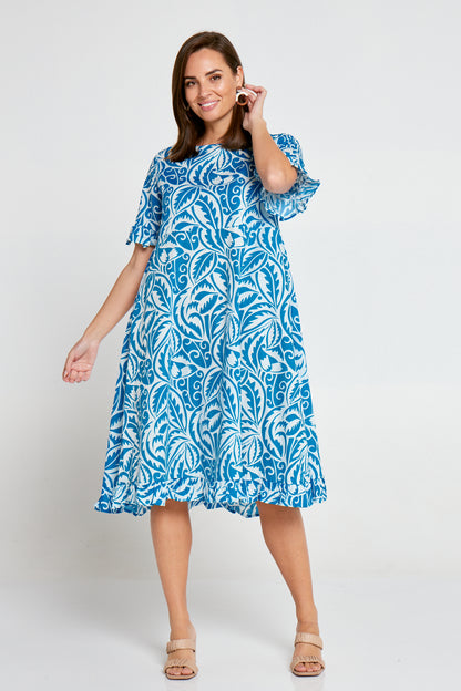 Nasira Cotton Dress - Tahiti Blue