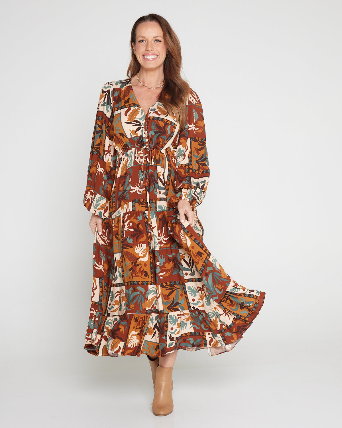 Dakota Dress - Tan Tropics