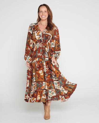 Dakota Dress - Tan Tropics