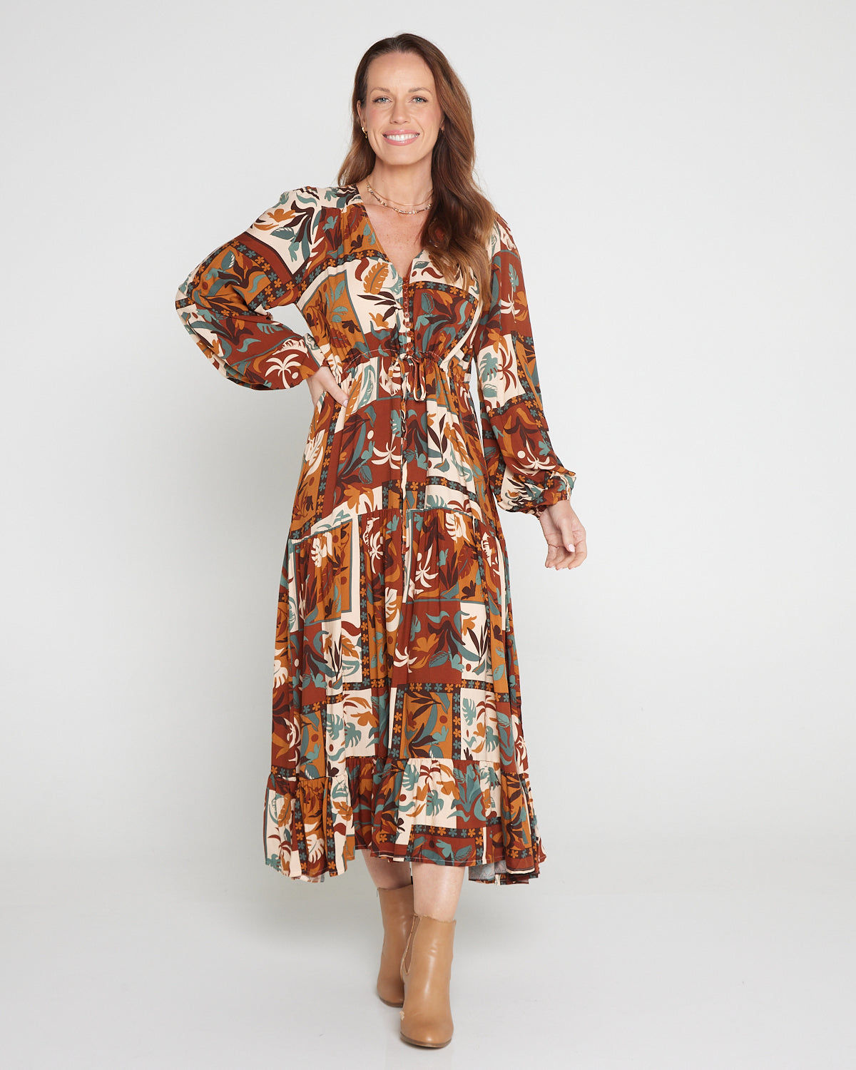 Dakota Dress - Tan Tropics