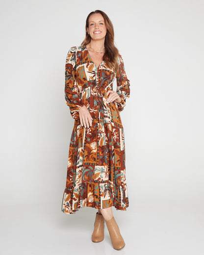 Dakota Dress - Tan Tropics