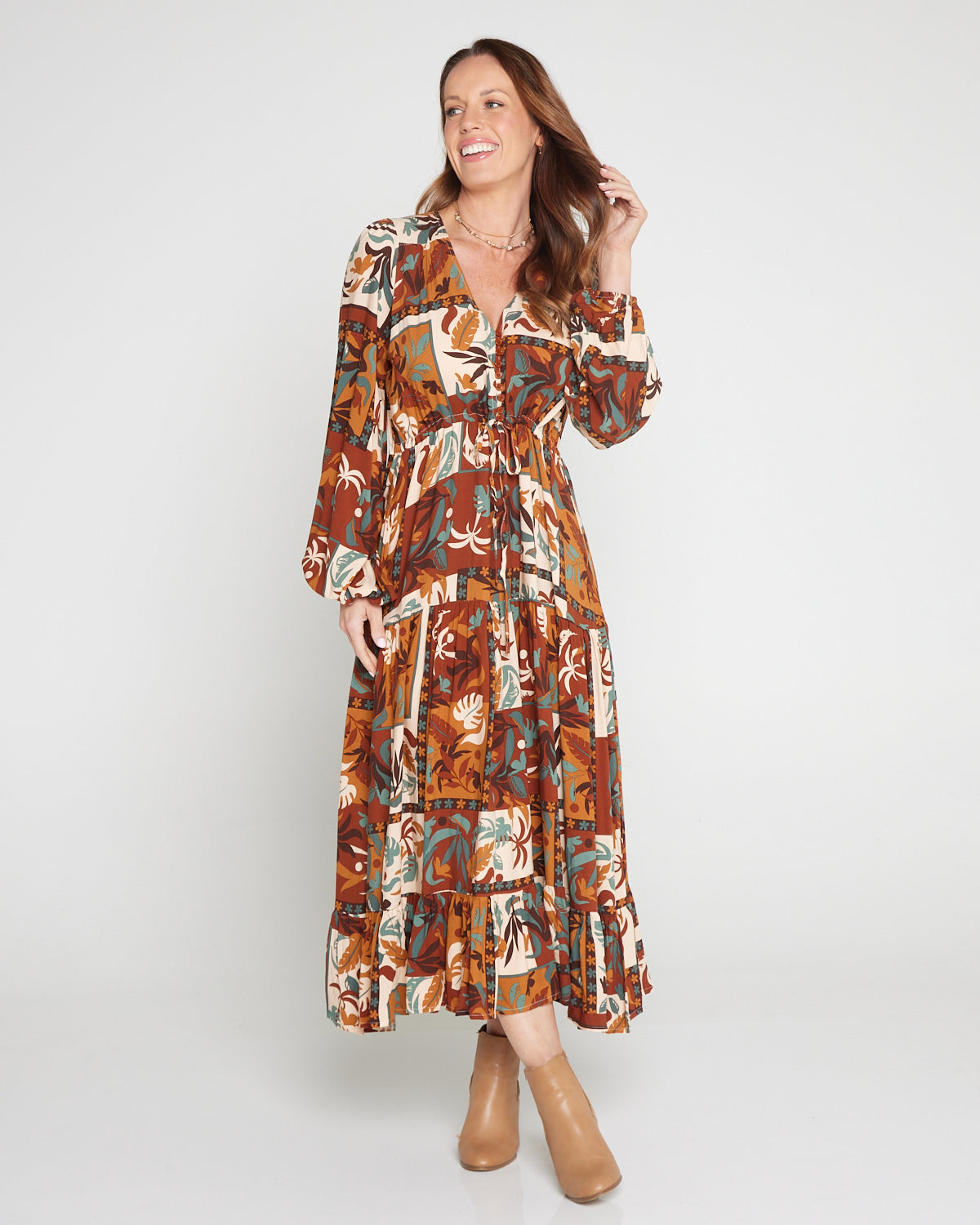 Dakota Dress - Tan Tropics
