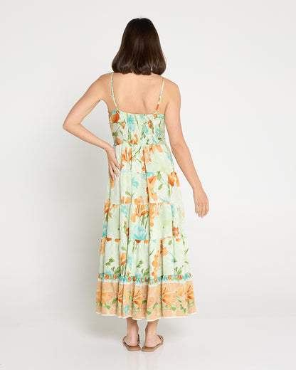 Toliara Sleeveless Dress - Mint/Tan Floral