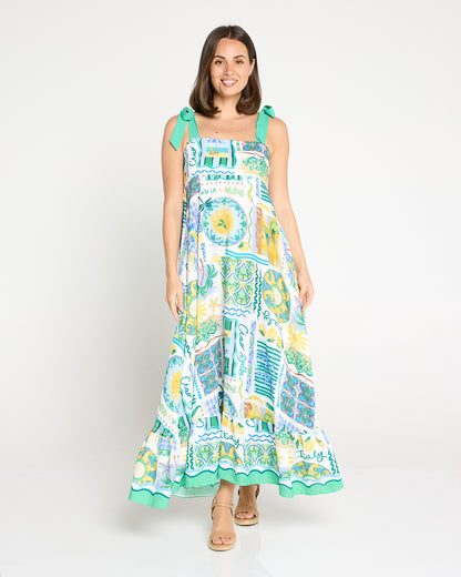 Carrie Tie Strap Maxi Dress - Sicilian Citrus