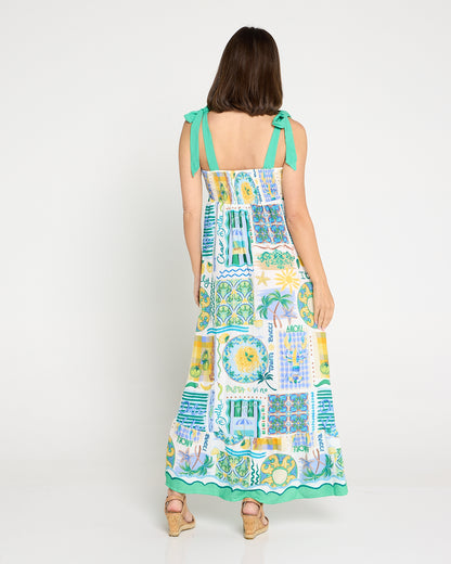 Carrie Tie Strap Maxi Dress - Sicilian Citrus
