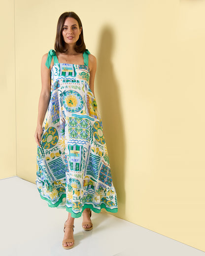 Carrie Tie Strap Maxi Dress - Sicilian Citrus