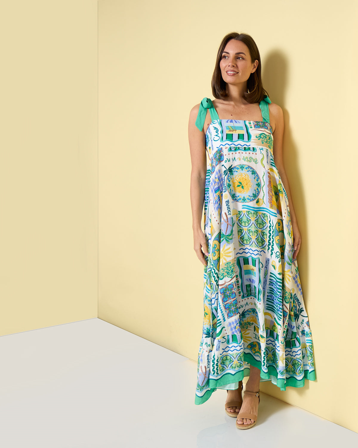 Carrie Tie Strap Maxi Dress - Sicilian Citrus