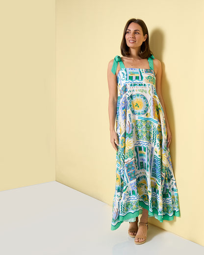 Carrie Tie Strap Maxi Dress - Sicilian Citrus