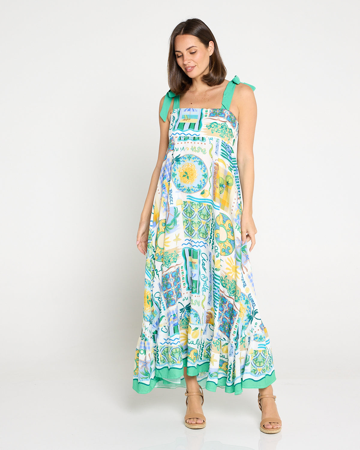 Carrie Tie Strap Maxi Dress - Sicilian Citrus