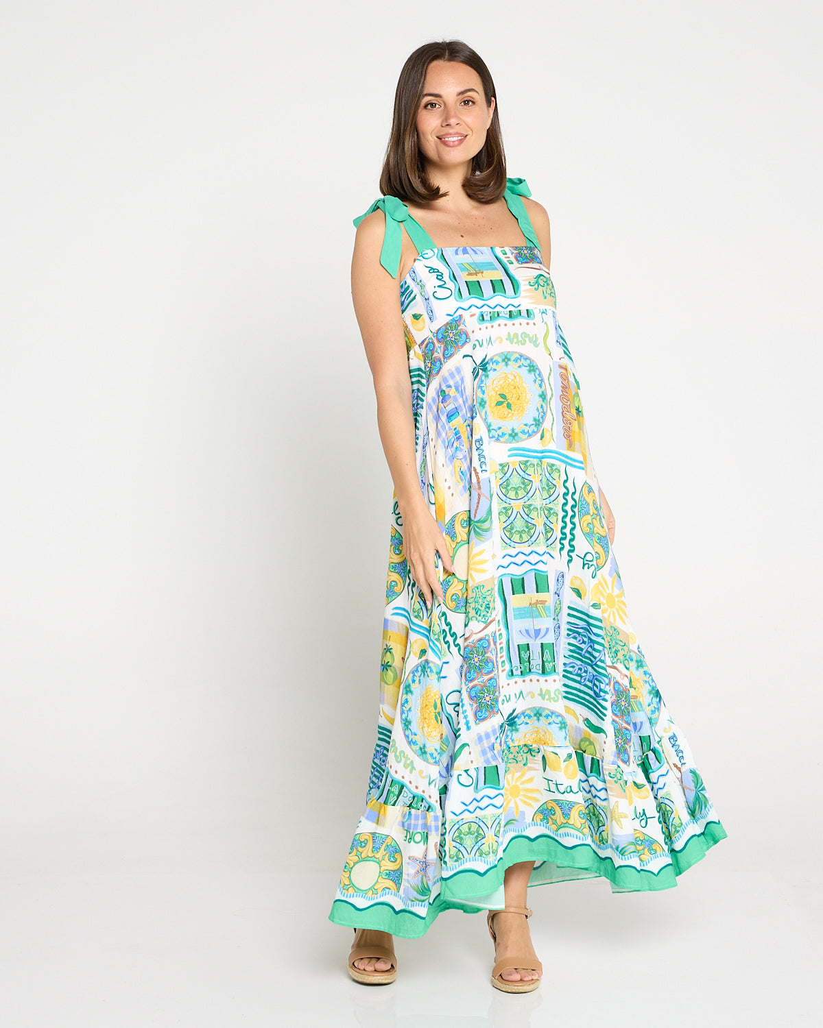 Carrie Tie Strap Maxi Dress - Sicilian Citrus