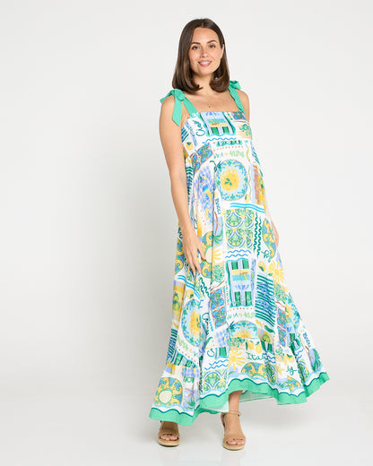 Carrie Tie Strap Maxi Dress - Sicilian Citrus