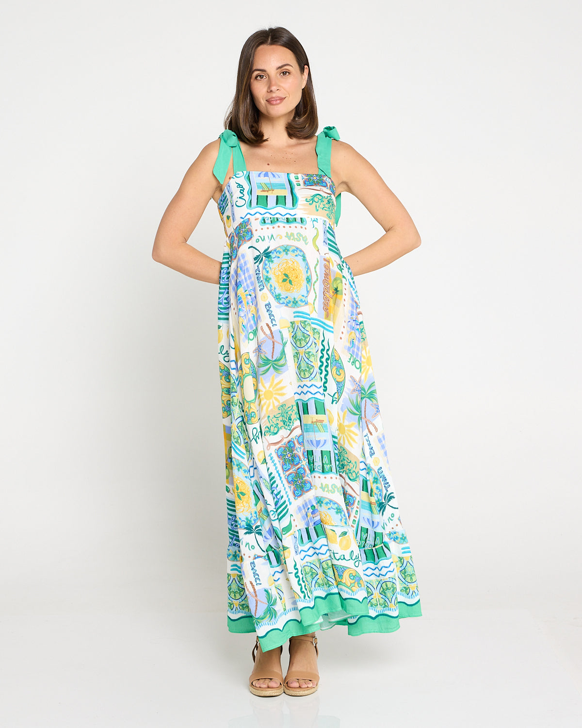 Carrie Tie Strap Maxi Dress - Sicilian Citrus