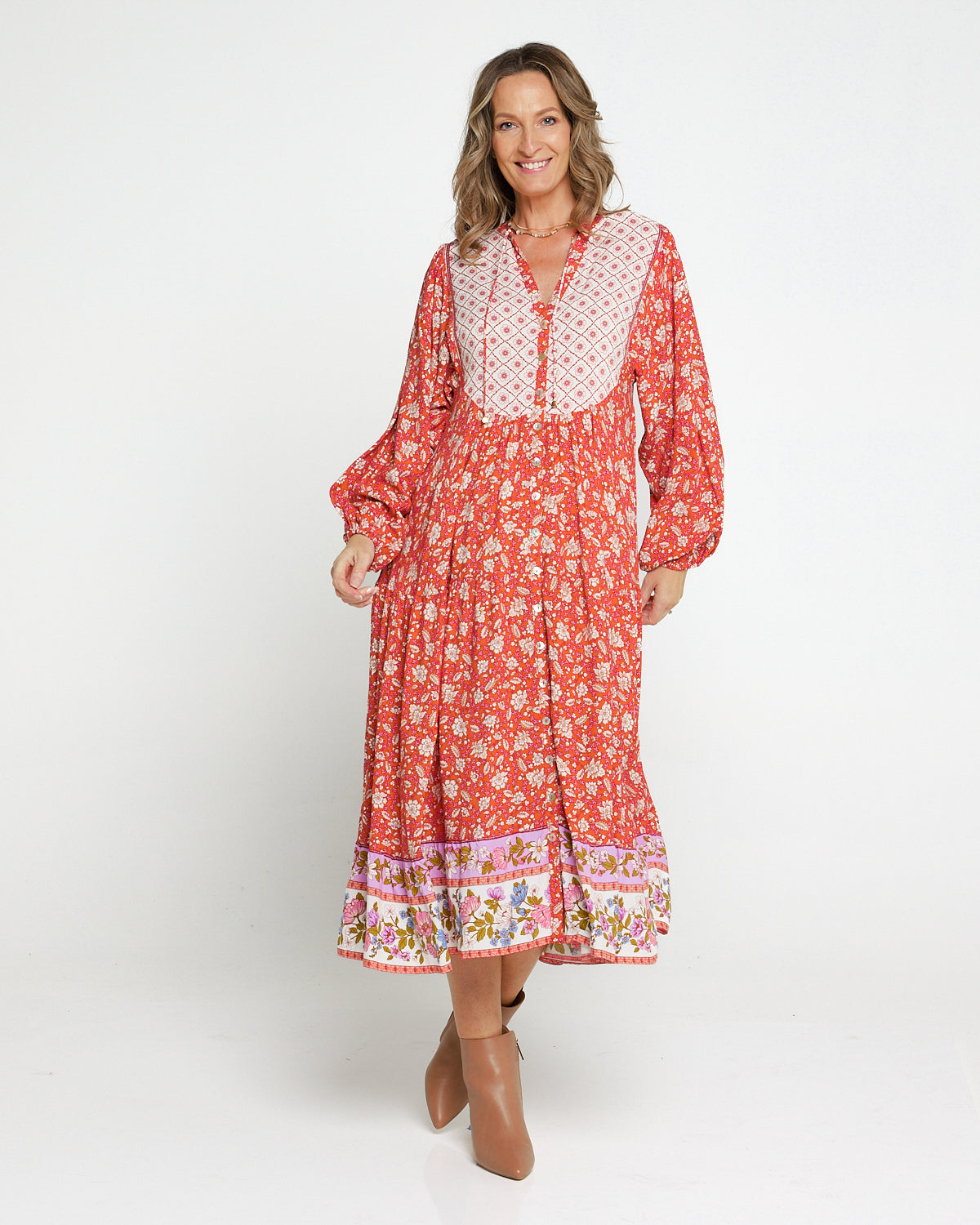 Joshua Tree Dress - Coral Paisley