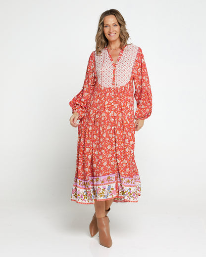 Joshua Tree Dress - Coral Paisley