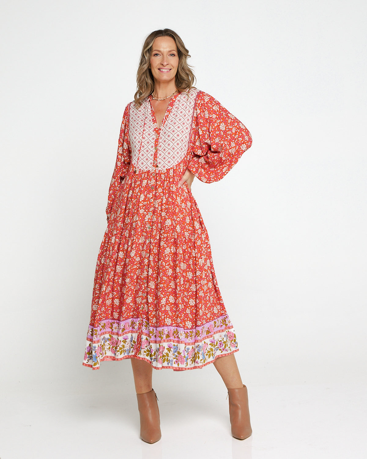 Joshua Tree Dress - Coral Paisley