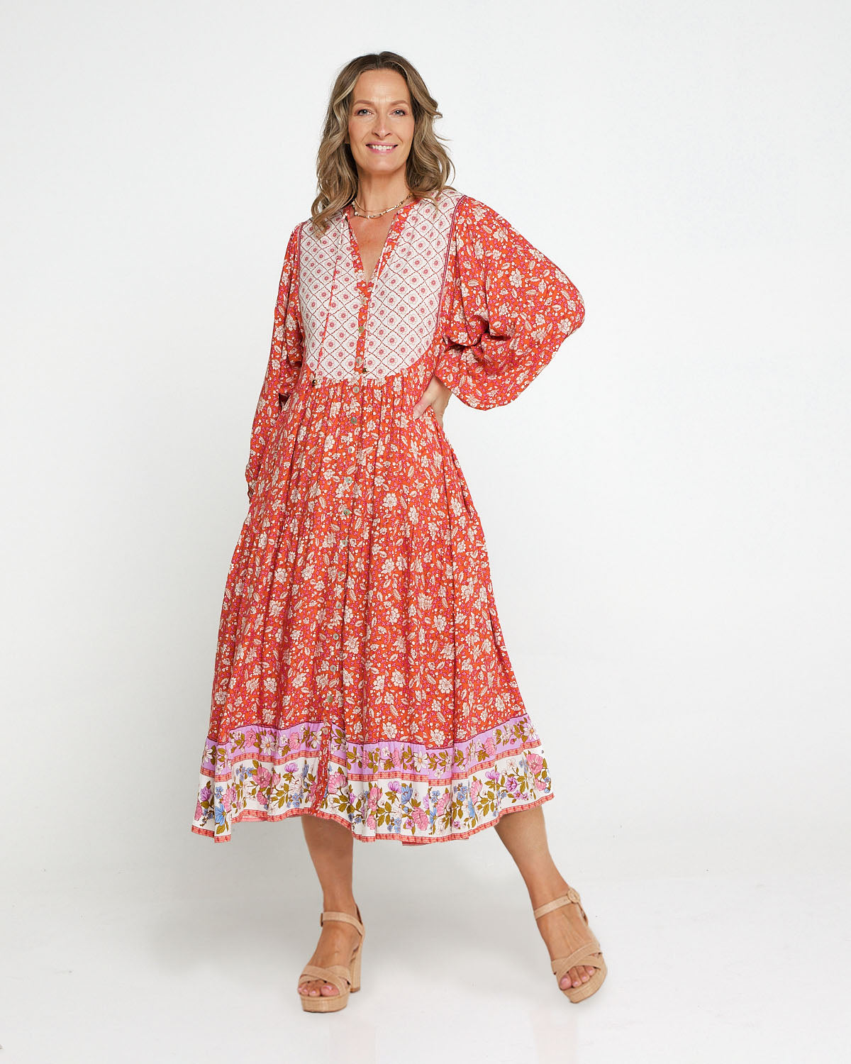 Joshua Tree Dress - Coral Paisley