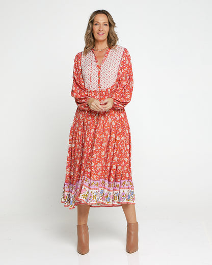 Joshua Tree Dress - Coral Paisley