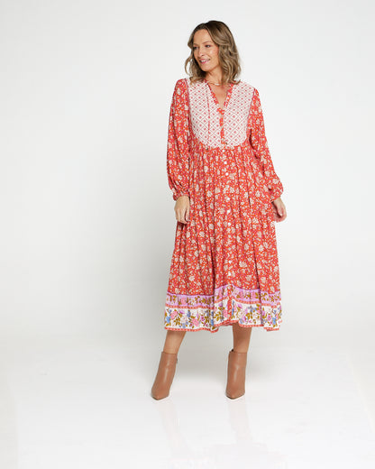 Joshua Tree Dress - Coral Paisley