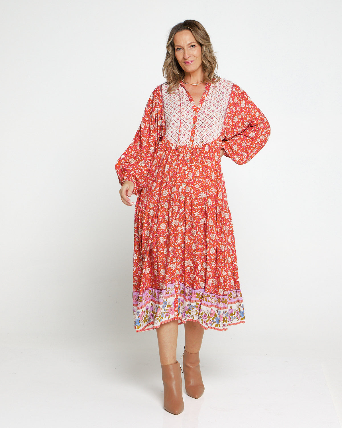 Joshua Tree Dress - Coral Paisley