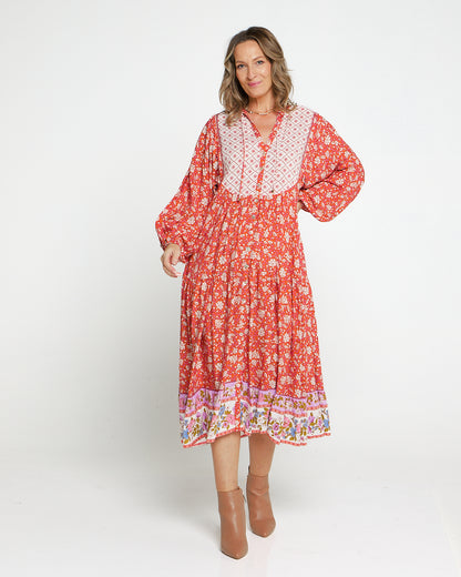 Joshua Tree Dress - Coral Paisley