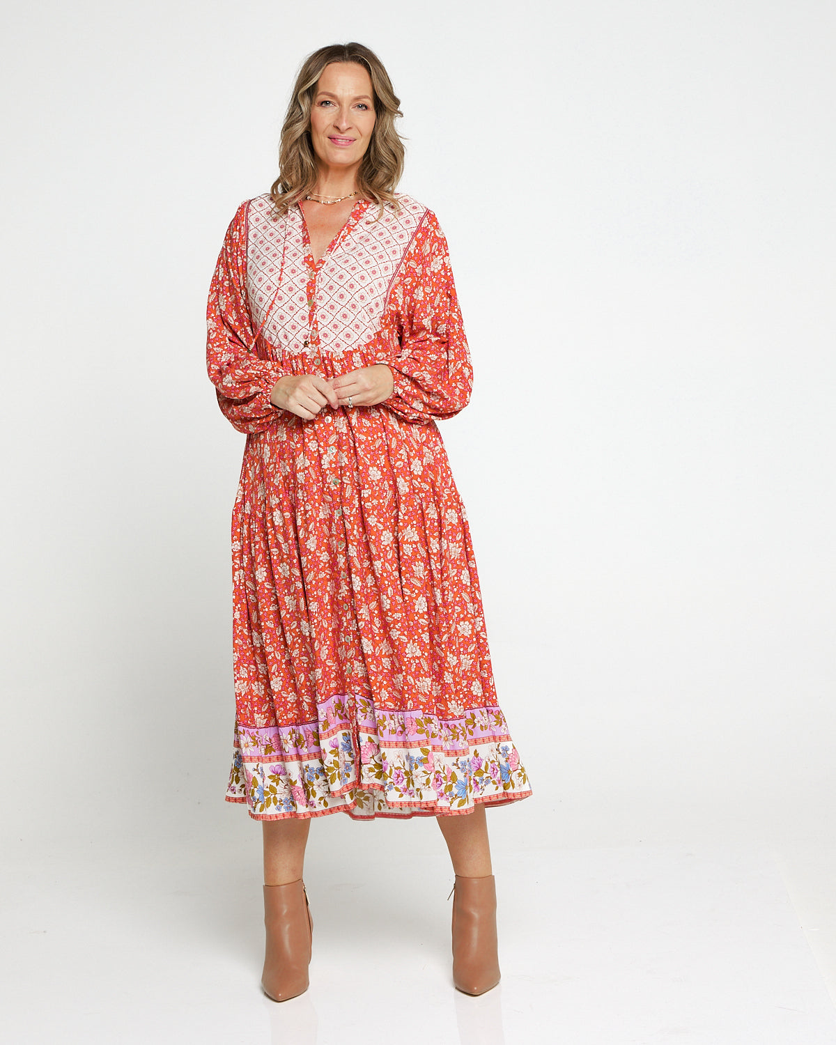 Joshua Tree Dress - Coral Paisley
