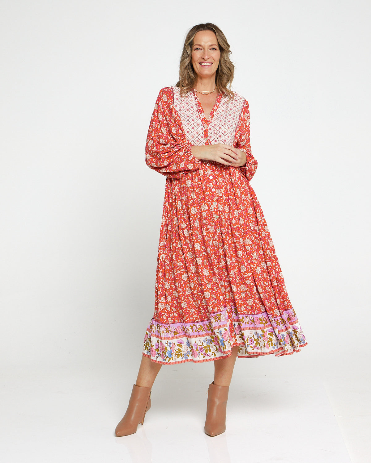 Joshua Tree Dress - Coral Paisley