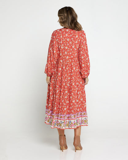 Joshua Tree Dress - Coral Paisley