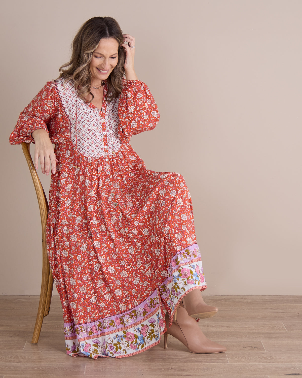 Joshua Tree Dress - Coral Paisley