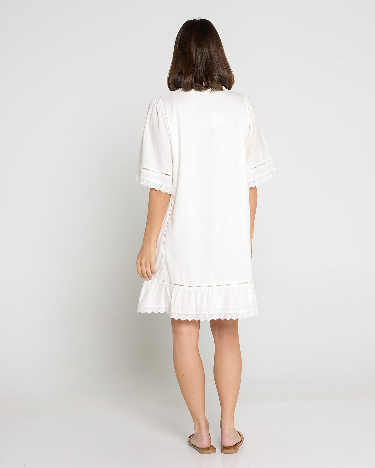 Elsie Lace Trim Dress - Ivory