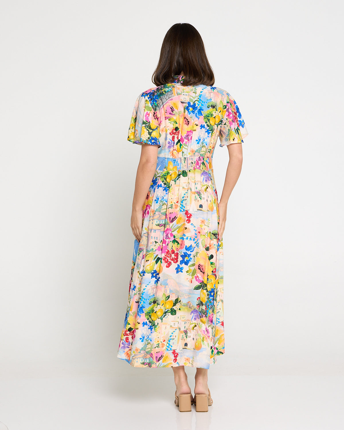 Costa Brava Tie Waist Shirt Dress - Seaside Vista