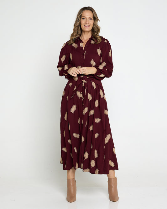 Jaycee Dress - Burgundy Beige