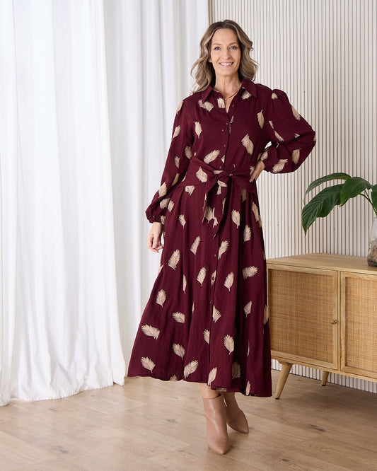 Jaycee Dress - Burgundy Beige