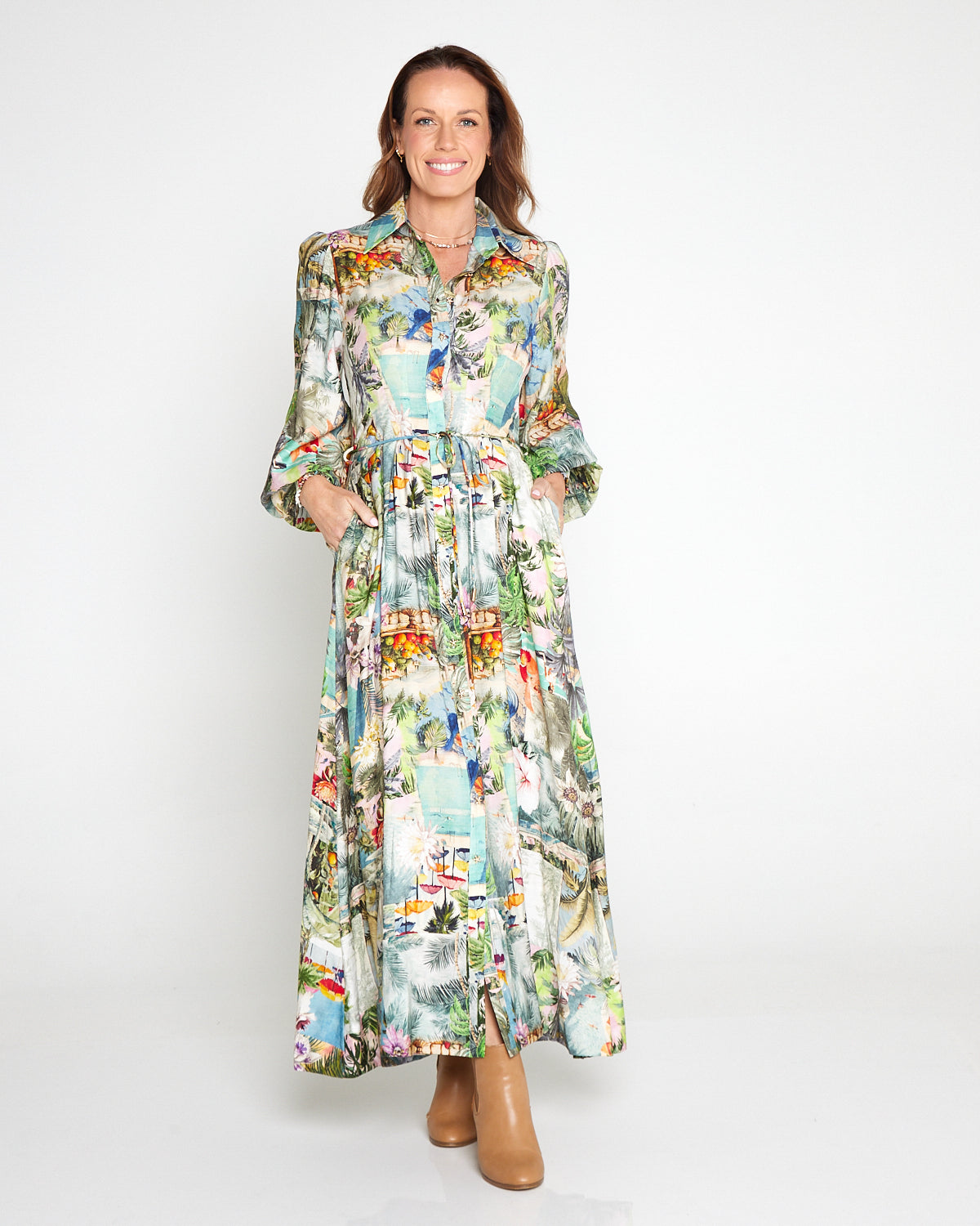 Bora Bora Maxi Shirt Dress - Tropical Paradise