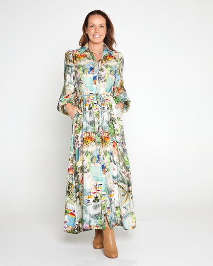 Bora Bora Maxi Shirt Dress - Tropical Paradise