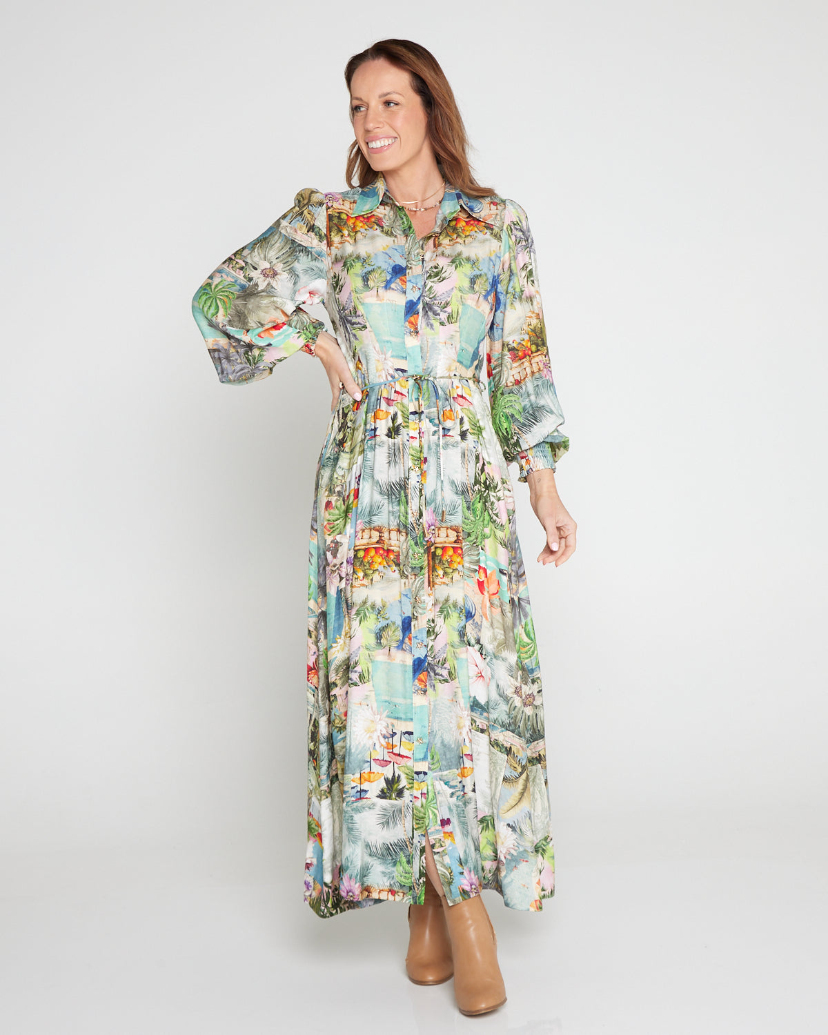 Bora Bora Maxi Shirt Dress - Tropical Paradise