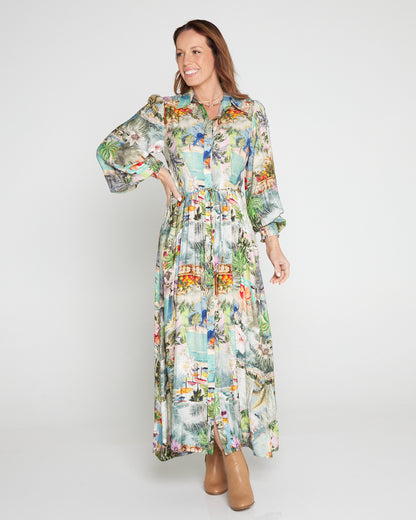 Bora Bora Maxi Shirt Dress - Tropical Paradise
