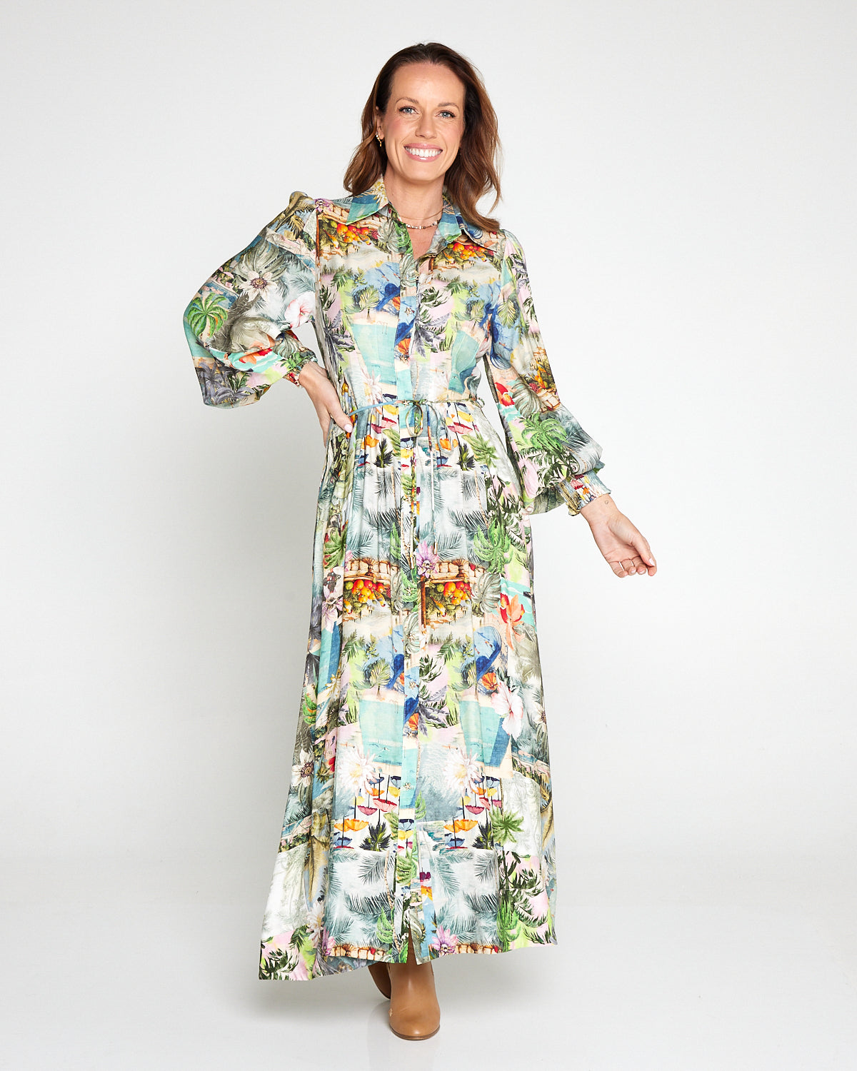 Bora Bora Maxi Shirt Dress - Tropical Paradise