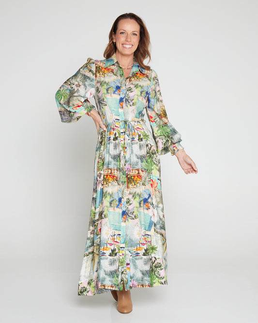 Bora Bora Maxi Shirt Dress - Tropical Paradise
