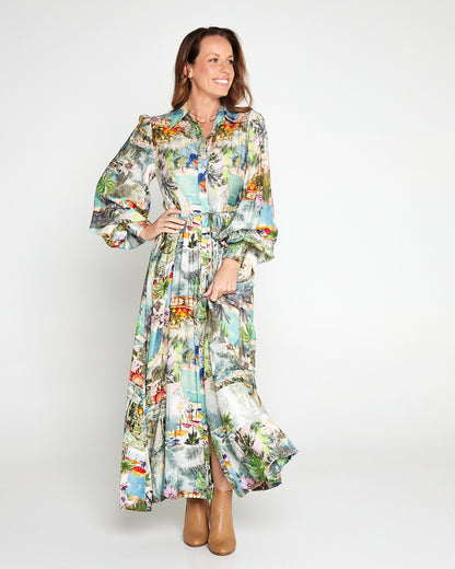 Bora Bora Maxi Shirt Dress - Tropical Paradise