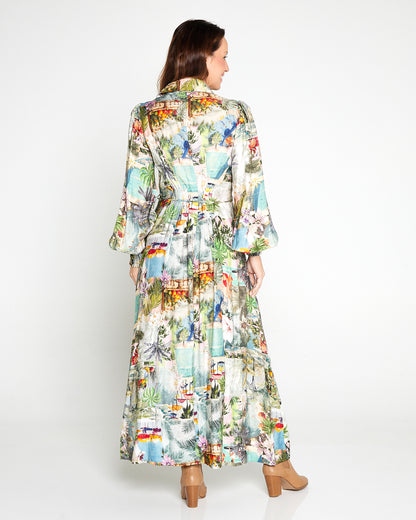 Bora Bora Maxi Shirt Dress - Tropical Paradise