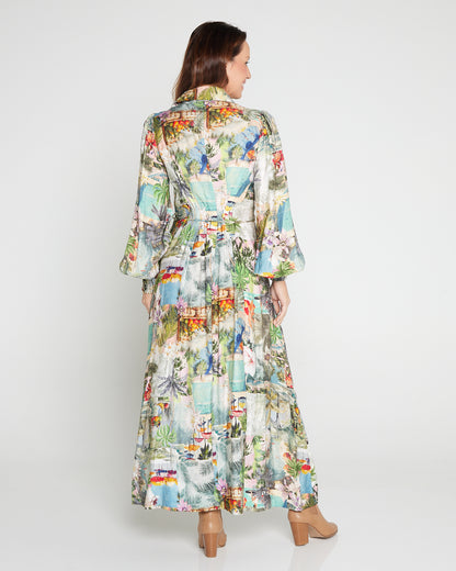 Bora Bora Maxi Shirt Dress - Tropical Paradise