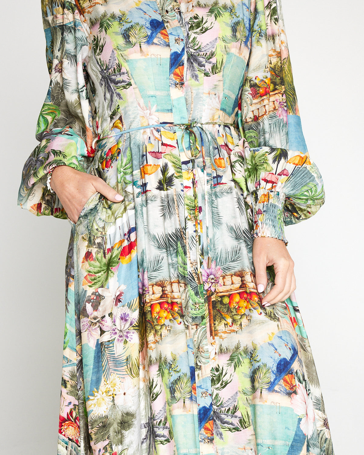 Bora Bora Maxi Shirt Dress - Tropical Paradise