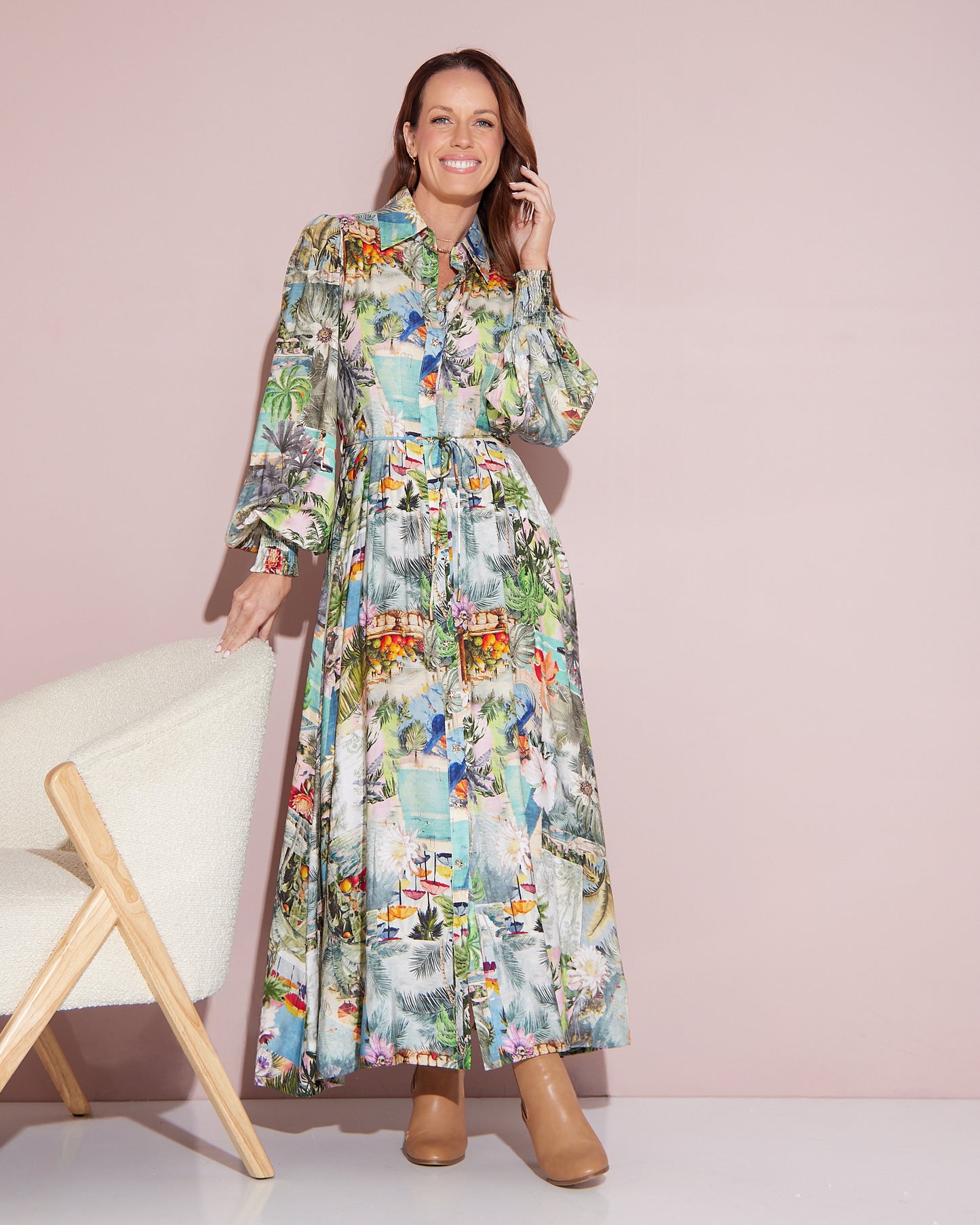 Bora Bora Maxi Shirt Dress - Tropical Paradise
