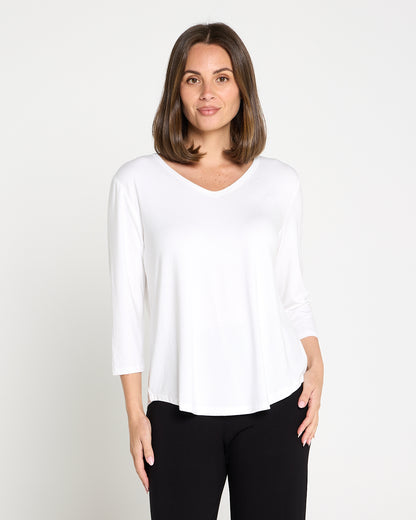 Alpine Bamboo 3/4 Sleeve Top - White