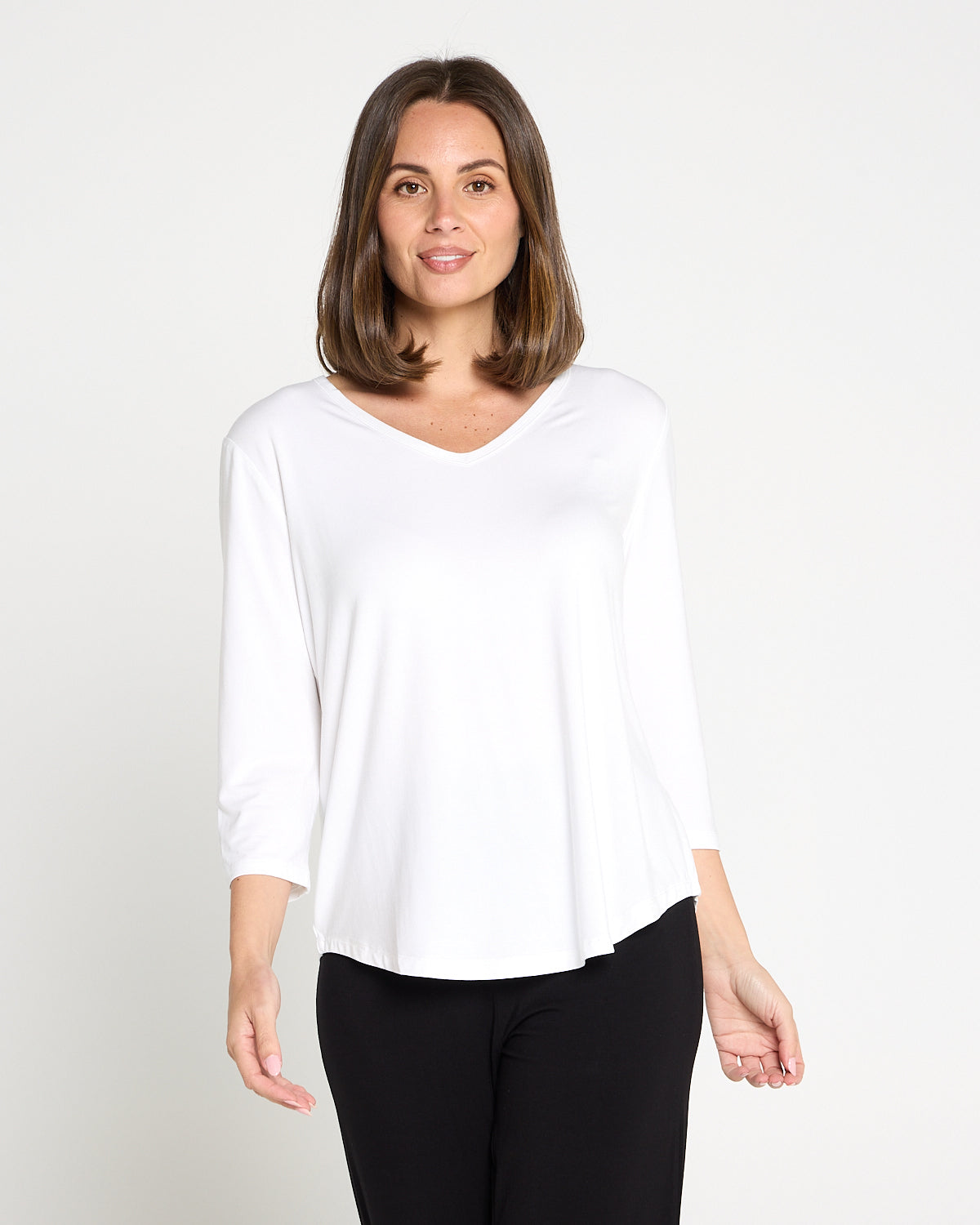 Alpine Bamboo 3/4 Sleeve Top - White