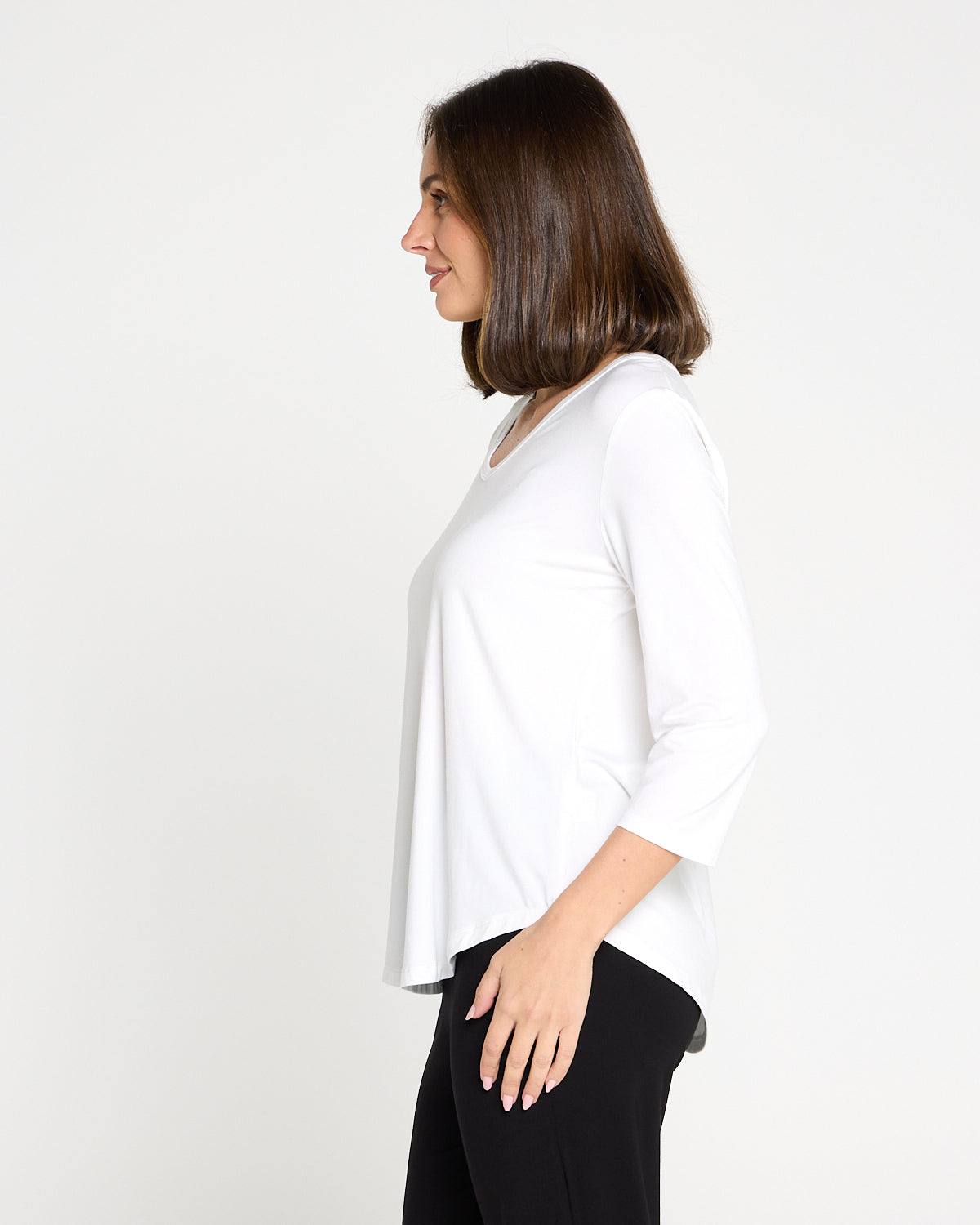 Alpine Bamboo 3/4 Sleeve Top - White