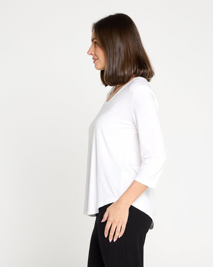 Alpine Bamboo 3/4 Sleeve Top - White