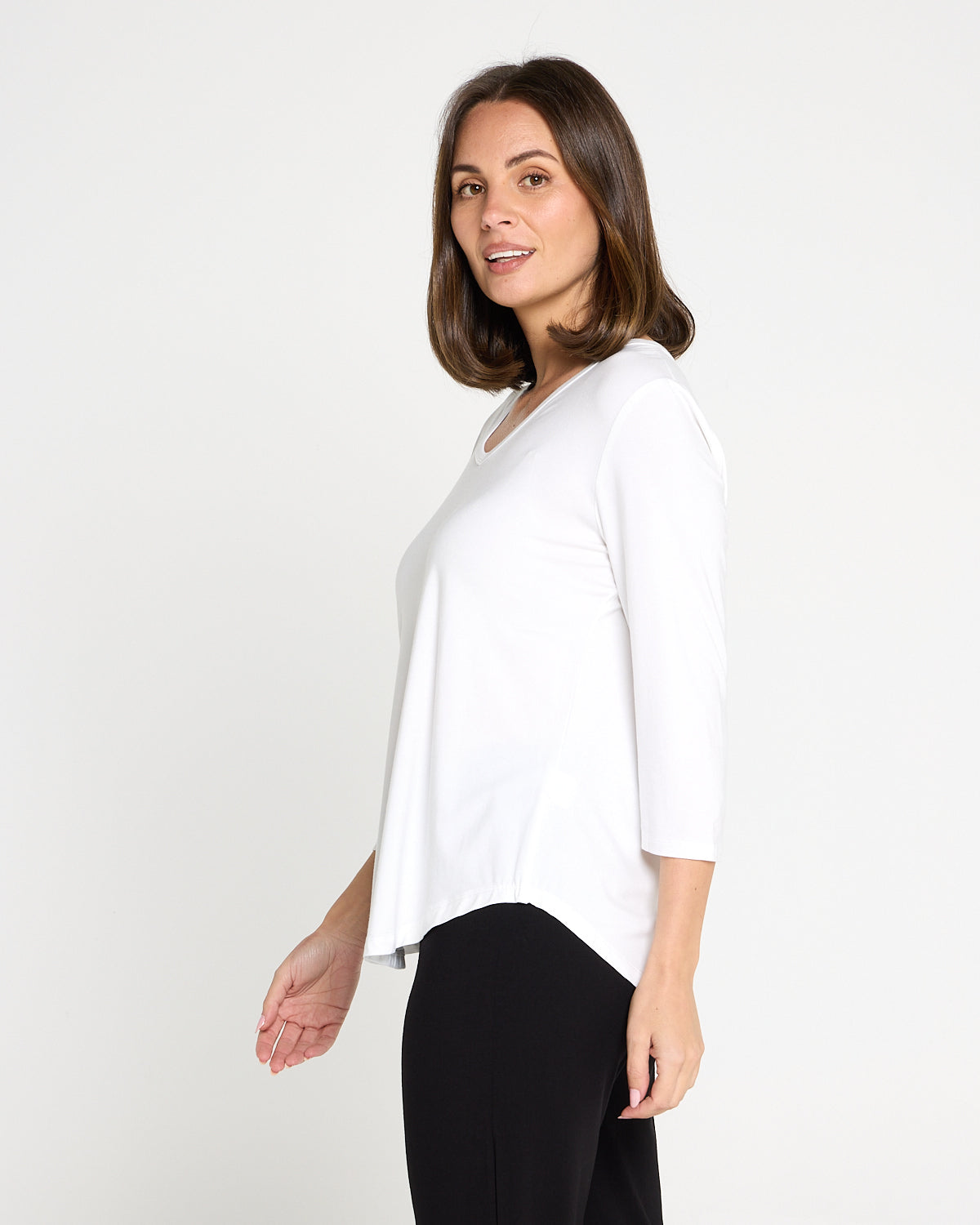 Alpine Bamboo 3/4 Sleeve Top - White